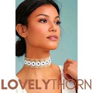 VANESSA MOONEY // ltd ed thick daisy embroidered nude velvet choker